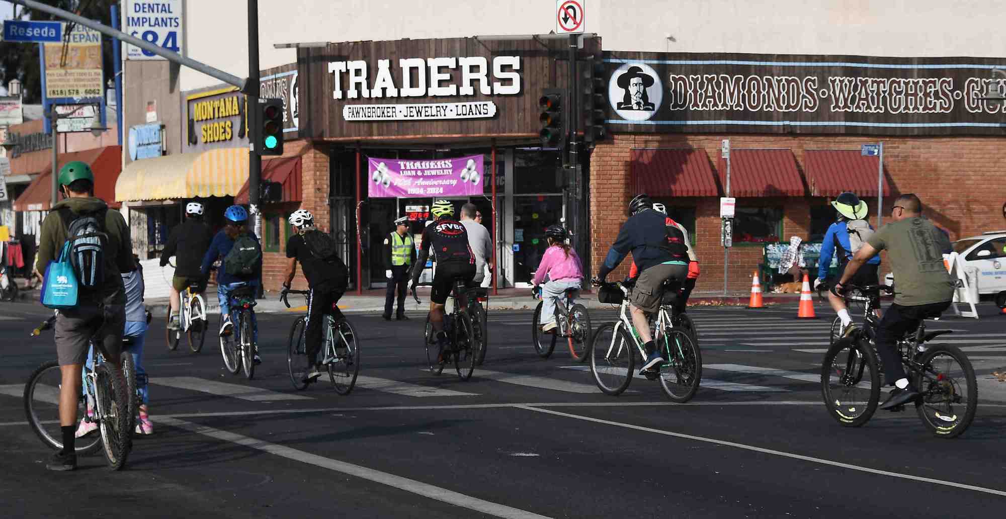 Hundreds of bike riders attend the CicLAvia on Sunday, Dec. 8, 2024 in Reseda. The 15-mile route ran along Sherman Way from Lindley in Reseda to Shoup Avenue in Woodland Hills. (Photo by Gene Blevins, Contributing Photographer)
