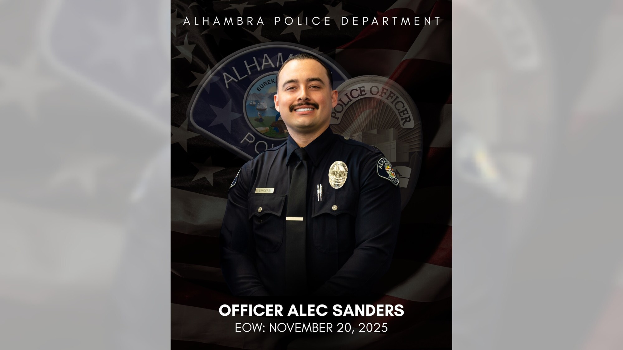 Alhambra Police Officer Alec Sanders was among the two people killed after an El Monte man driving a stolen SUV collided with Sanders’ police SUV in Alhambra on Nov. 20, authorities said. (Photo courtesy of the Alhambra Police Department)
